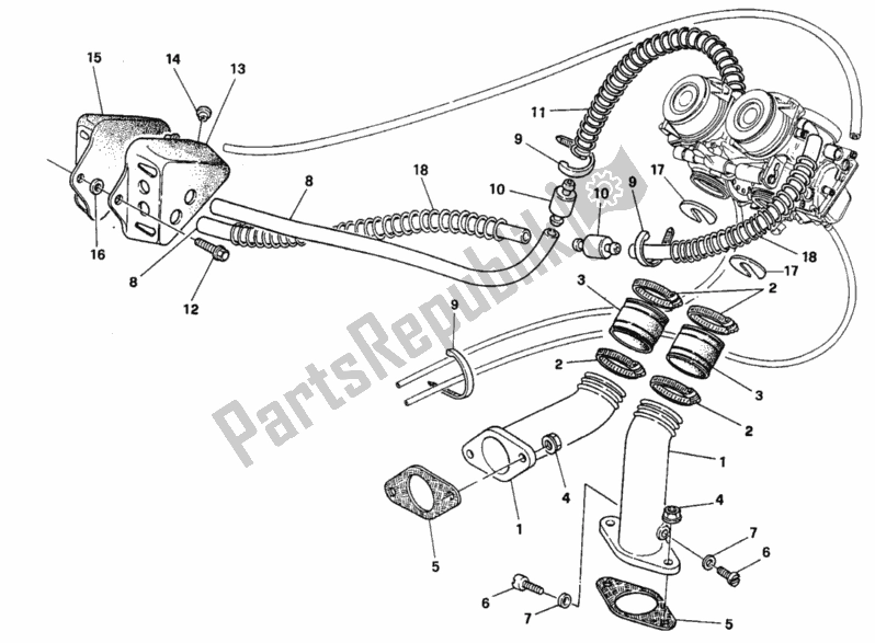 All parts for the Intake Manifold of the Ducati Supersport 600 SS 1994